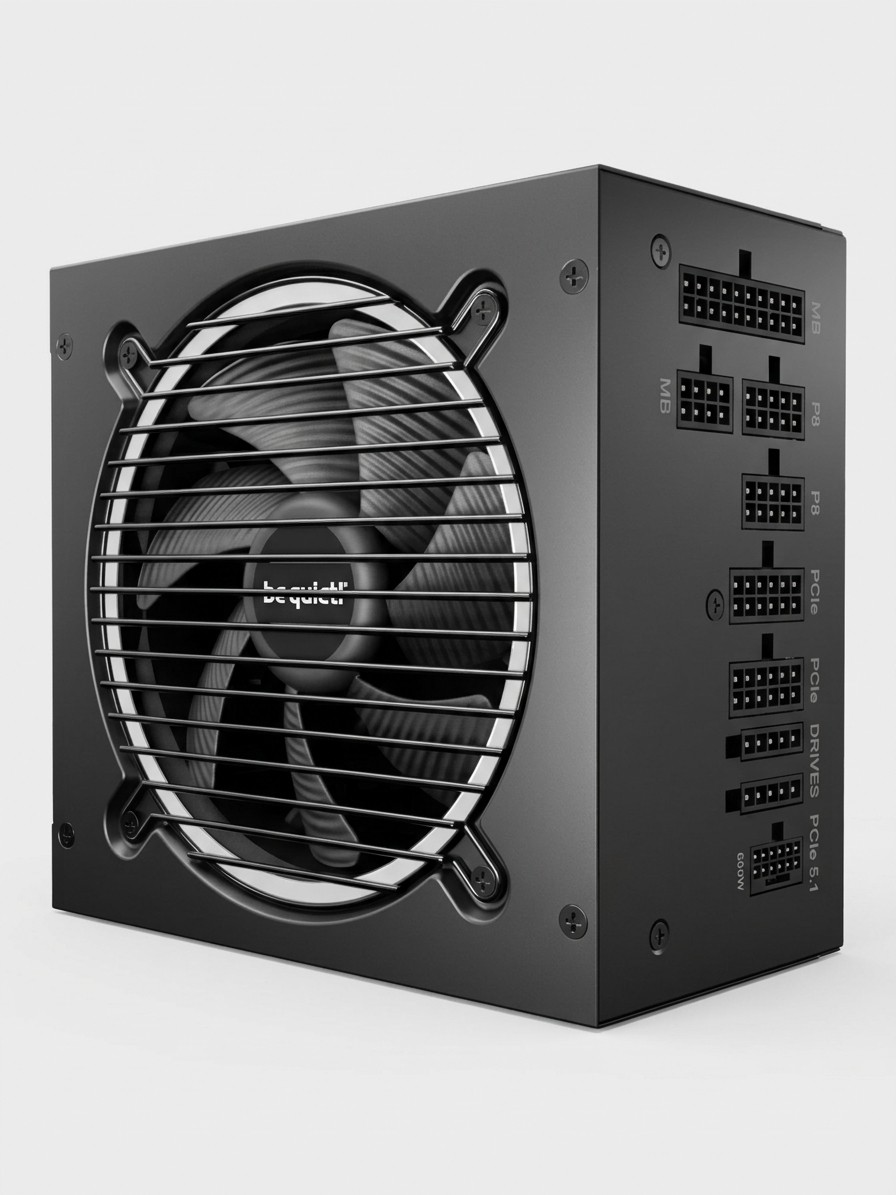 A Be Quiet Pure Power 12 M 1200 W PSU on a grey background