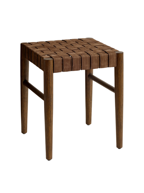Skylar Woven Leather Accent Stool