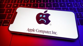 Sad apple logo on a phone