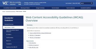 Screenshot of W3C Web Accessibility Initiative homepage
