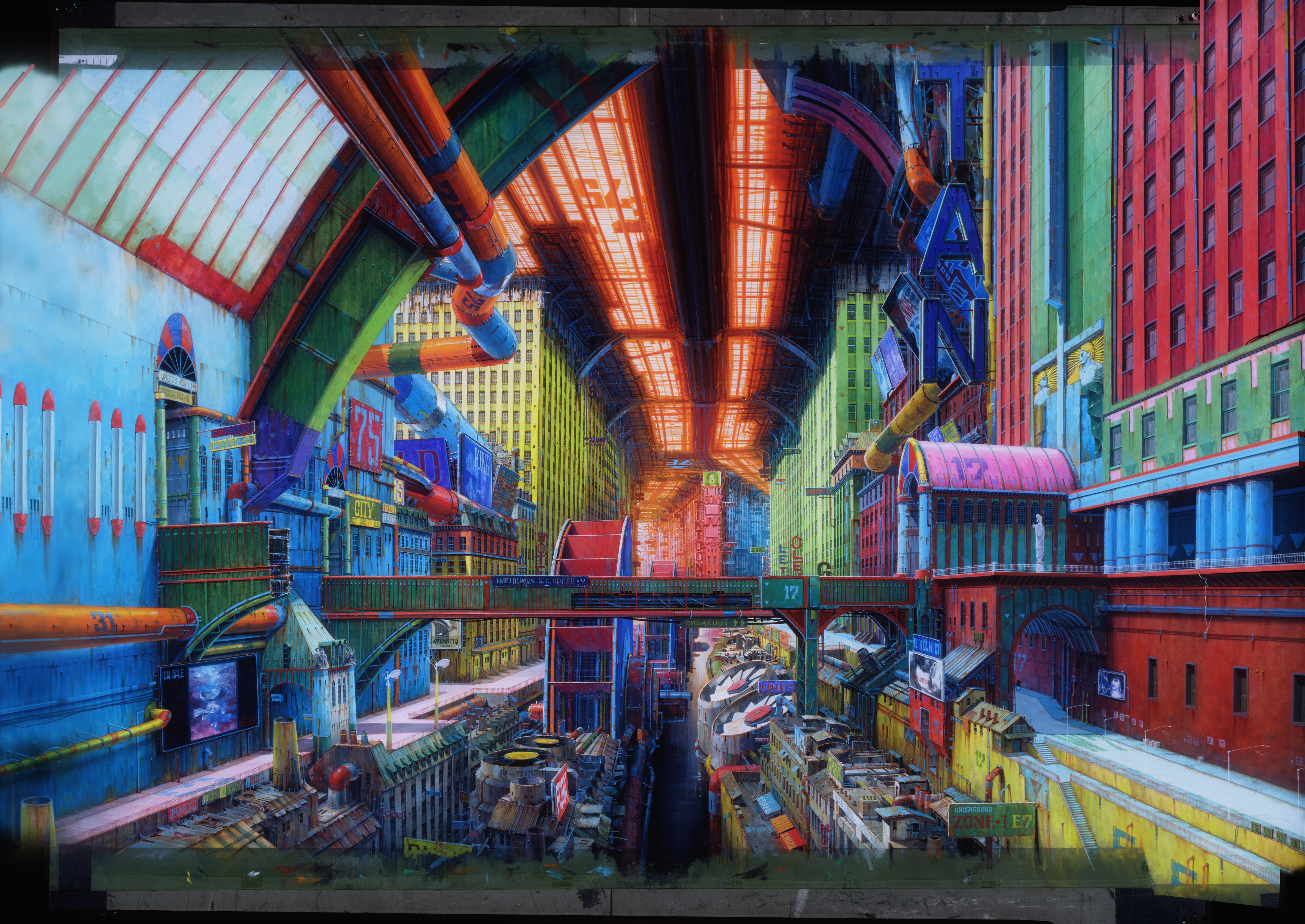 Colourful image from architecture book 'Anime Architecture: Imagined Worlds and Endless Megacities'