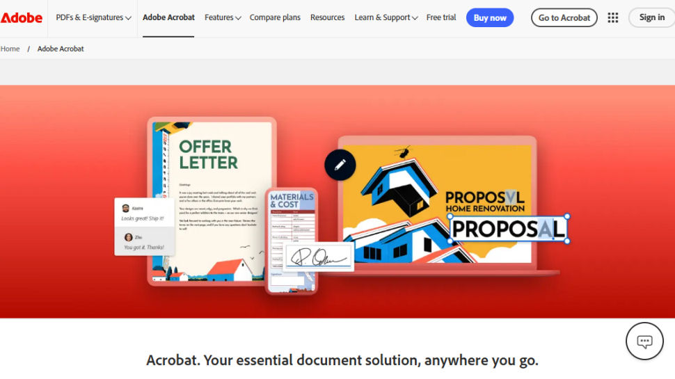 Adobe Acrobat DC website screenshot (June 2025)