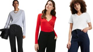 Cos, Karen Millen, M&S models wearing various tops