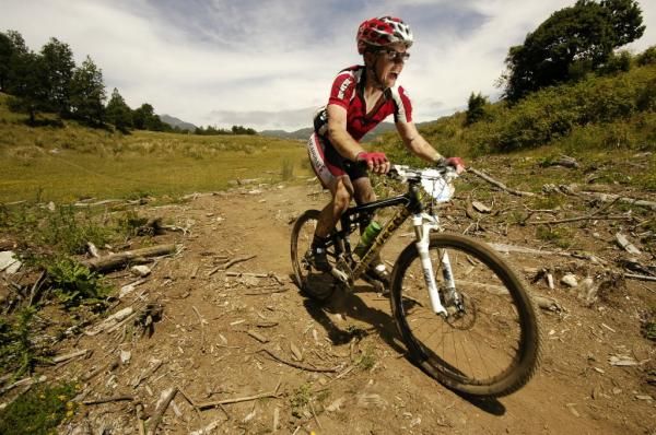 A rider crests a pass on stage 2 of the Trans Andes