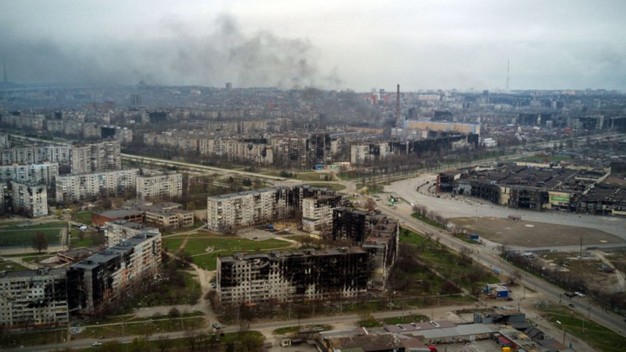 City of Mariupol after airstrikes 