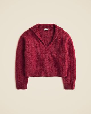 Brushed Cashmere Sailor-Collar Sweater