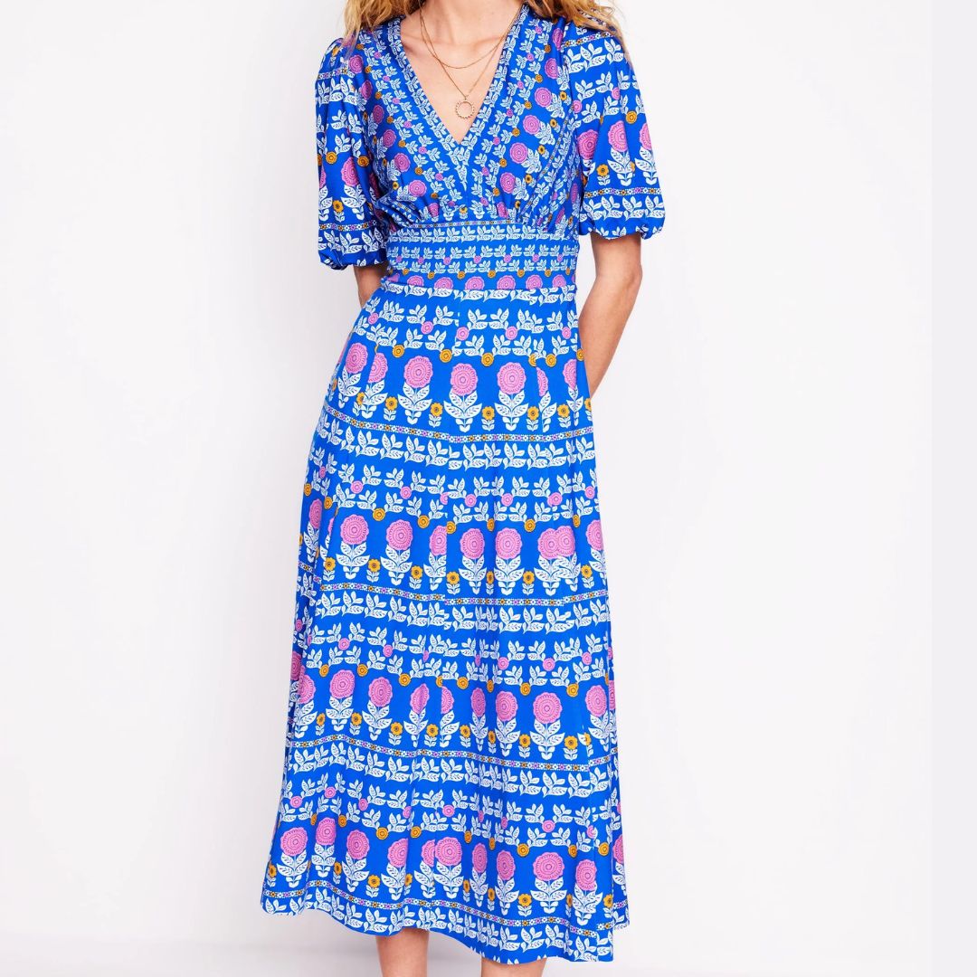 Boden Ponte Puff Sleeve Tea Dress