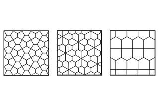 A few examples of pentagonal tessellations. There are only 14 known patterns that can be made.