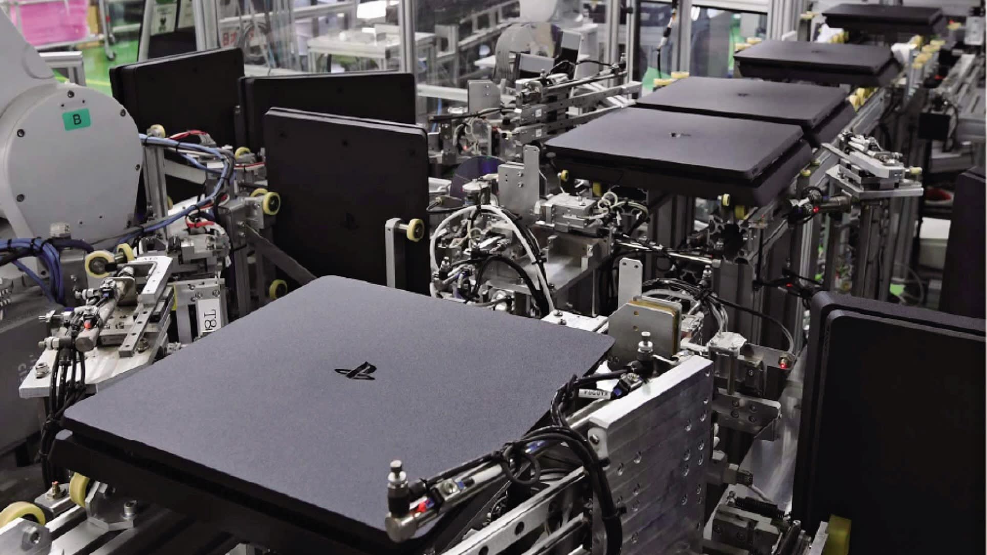 A photo of the PlayStation's in production.