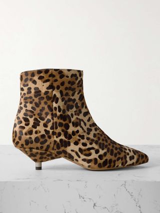 Eana Leopard-Print Calf Hair Ankle Boots