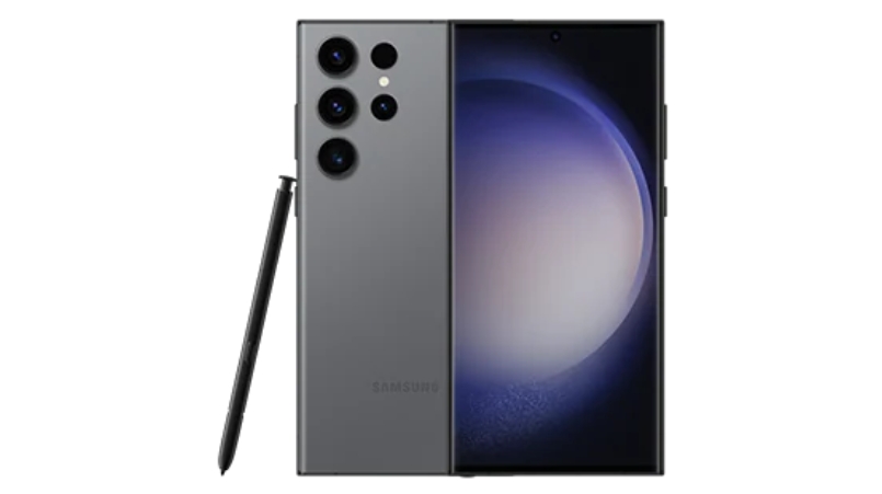 A Samsung Galaxy S23 Ultra in Graphite