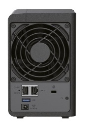 Rear view of the Synology Diskstation DS224+ displaying the cooling fan