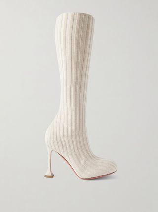 Veneda Ribbed Stretch-Knit Knee Boots