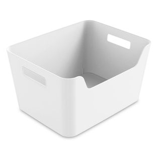 A white plastic bin