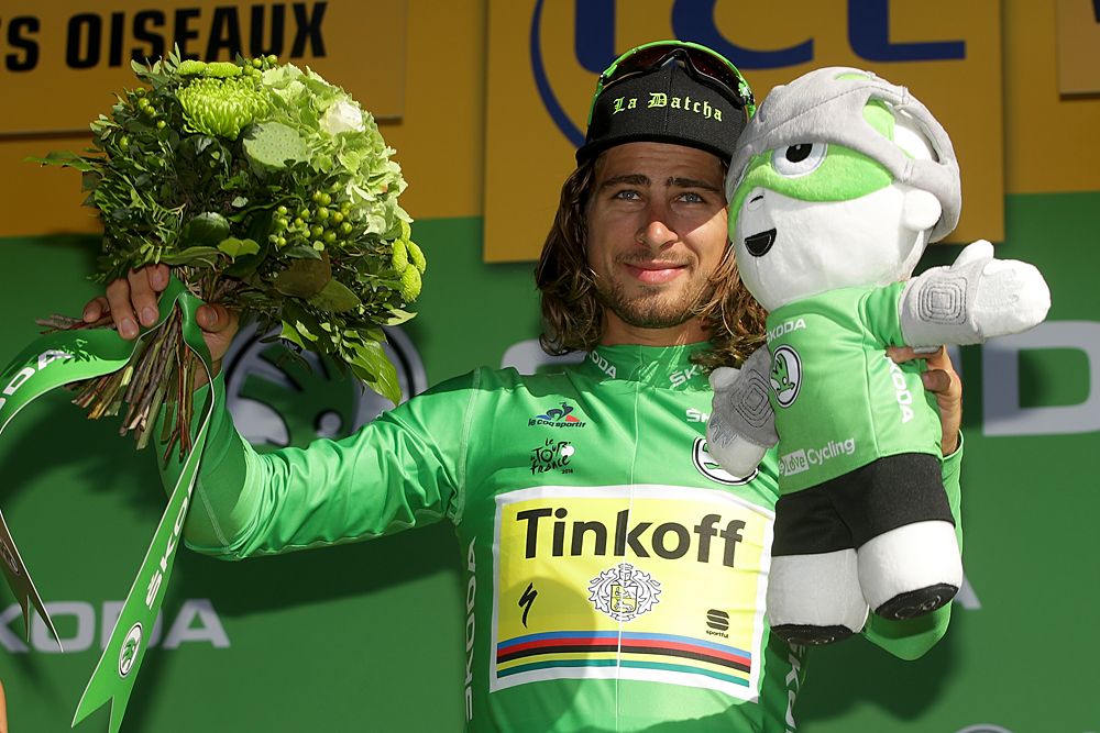 Peter Sagan (Tinkoff) in the green points jersey at the Tour de France