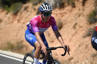 LAGUNAS DE NEILA SPAIN AUGUST 01 Remco Evenepoel of Belgium and Team Deceuninck QuickStep Purple Leader Jersey during the 42nd Vuelta a Burgos 2020 Stage 5 a 158km stage from Covarrubias to Lagunas de Neila 1872m VueltaBurgos on August 01 2020 in Lagunas de Neila Spain Photo by David RamosGetty Images