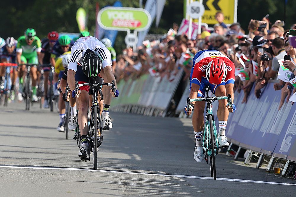 Dylan Groenewegen (LottoNL-Jumbo) on his way to winning stage 4 of the Tour of Britain