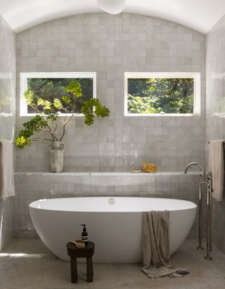Zellige tiling used in a spa-like bathroom