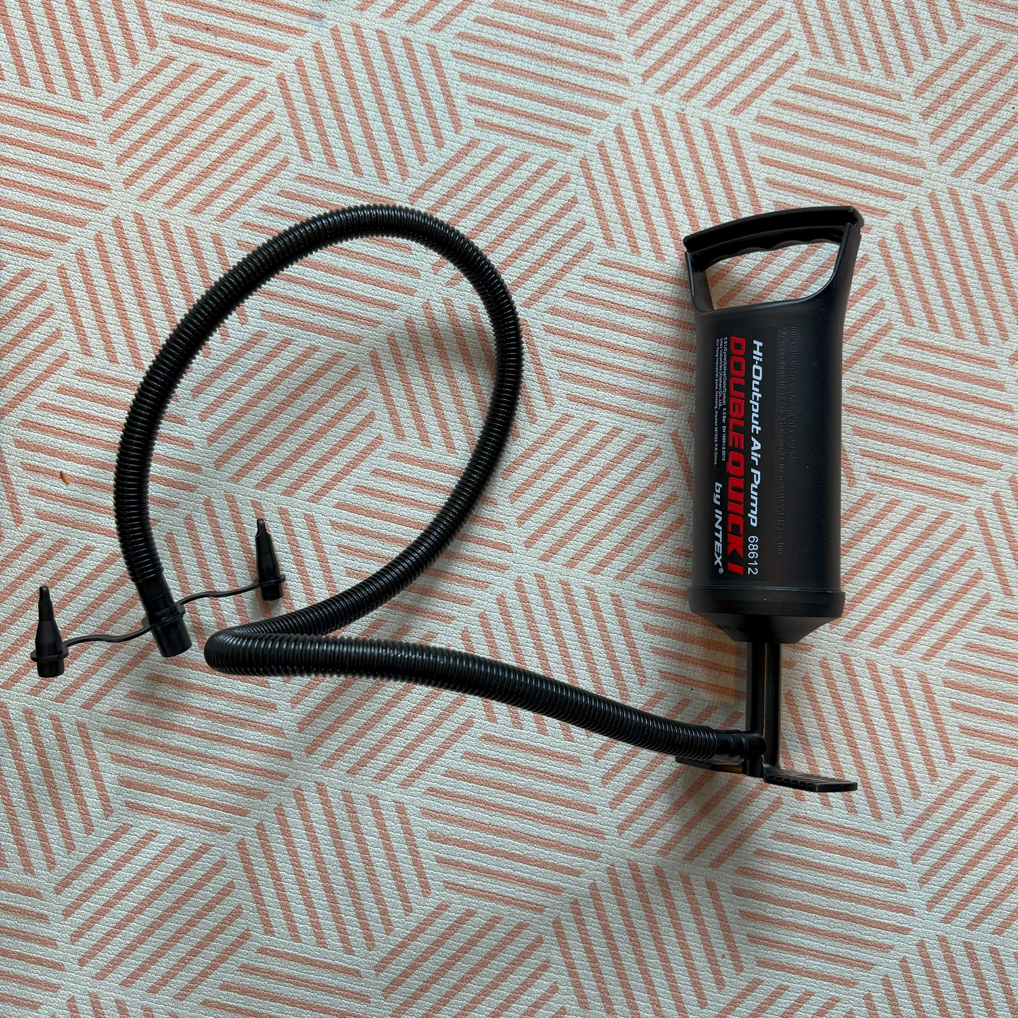 The Intex Kidz Travel Bed with Hand Pump being tested