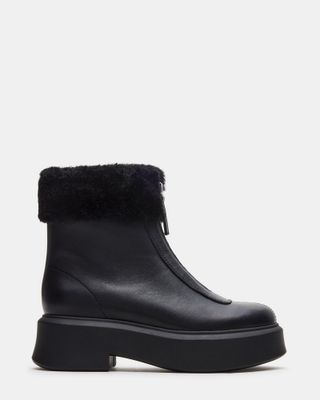 Steve Madden Jones Faux Fur Black Leather