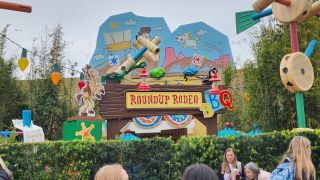 The entrance signage for Roundup Rodeo BBQ.