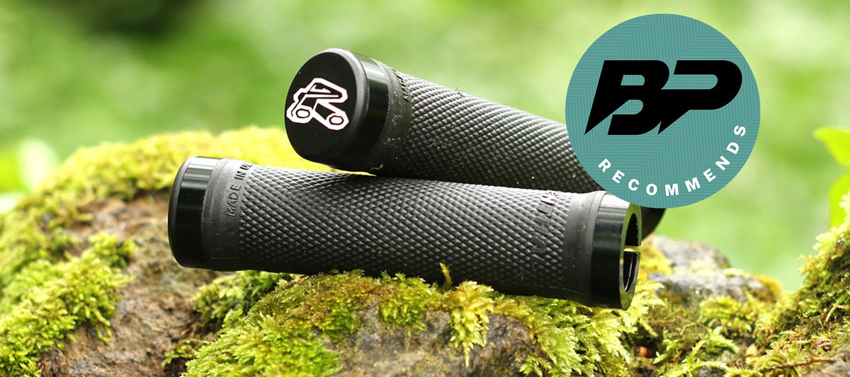 Renthal bike grips on mossy wall