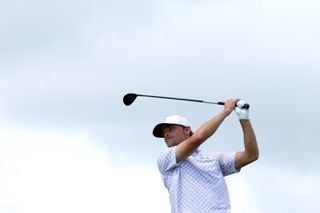 Nicolai Hojgaard hits a fairway wood