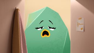 green character looking sad