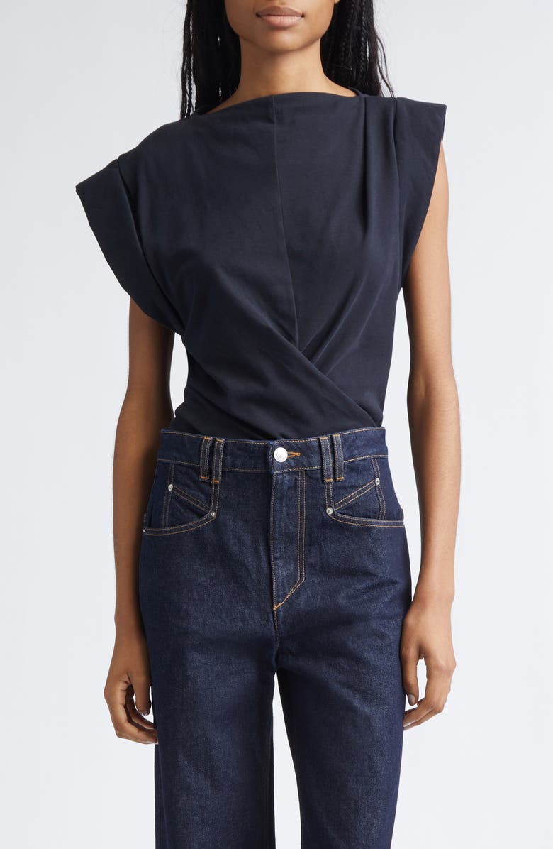 Maisan Draped Asymmetric Cotton T-Shirt