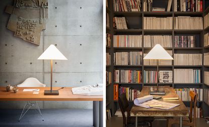 Left and right Armani/Casa ‘Logo’ lamp in the London office of David Collins Studio