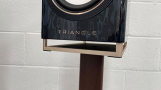 Close up of Triangle Capella speaker base where it connects to stands.