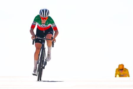 MONT VENTOUX, FRANCE - AUGUST 07: Elisa Longo Borghini of Italy and UAE Team L'IMAD crosses the finish line on third place during the 5th Tour de France Femmes 2026, Stage 7 a 146.8km stage from La Voulte-sur-Rhone to Mont Ventoux 1901m / #UCIWWT / on August 07, 2026 in Mont Ventoux, France. (Photo by Tim de Waele/Getty Images)