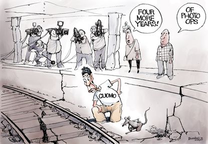 Political cartoon U.S. Governor Andrew Cuomo NYC subway system