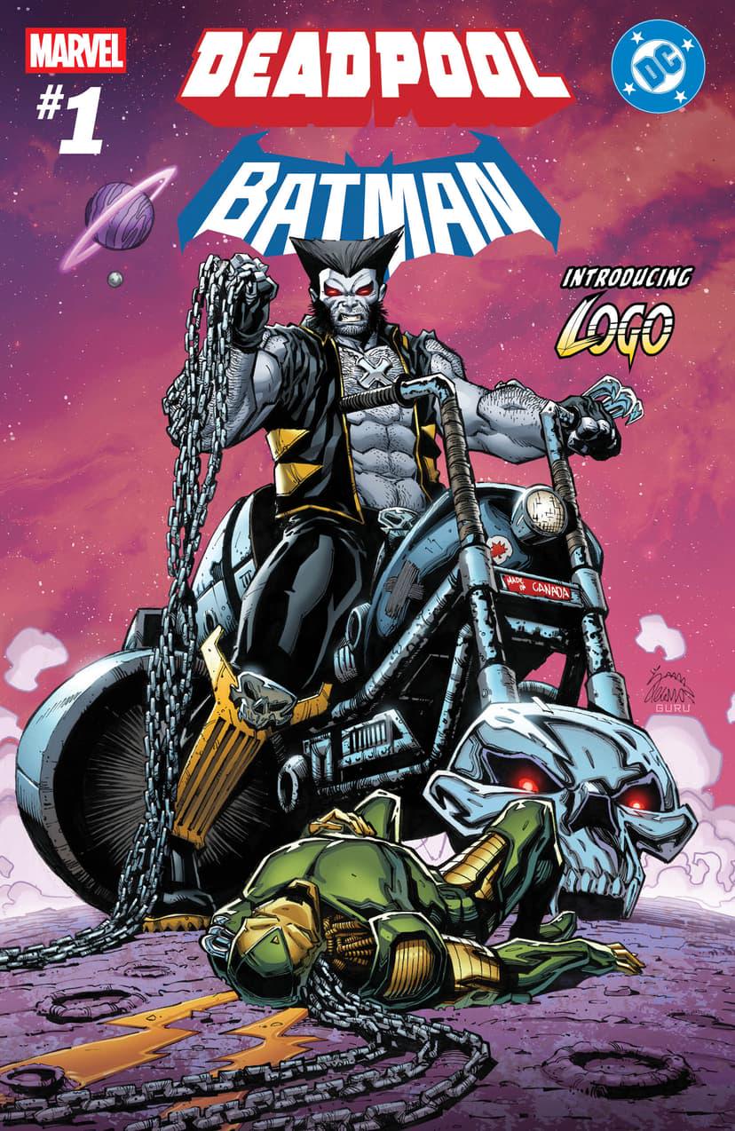 Marvel x DC&#039;s new variant cover featuring Logo on a motorbike with chain fist in the air