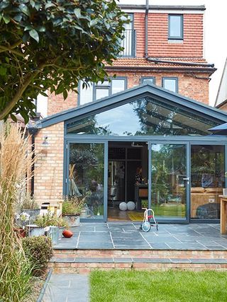 industrial style kitchen extension exterior