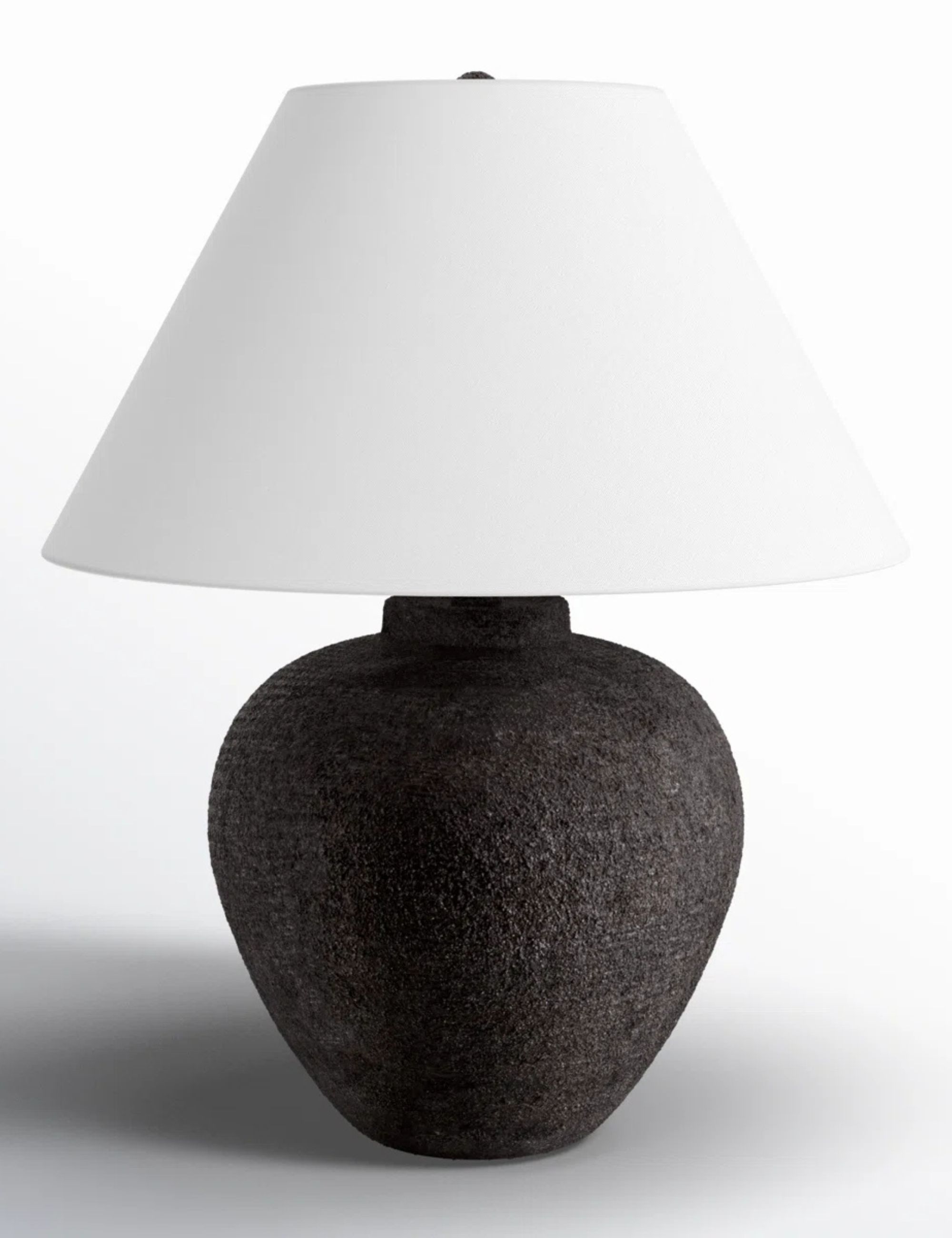 Black rustic vase with white lampshade