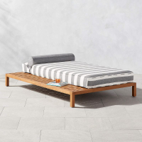Rollie Teak Outdoor Daybed with Striped Sunbrella Cushion:$2,899$1,304.55 | CB2