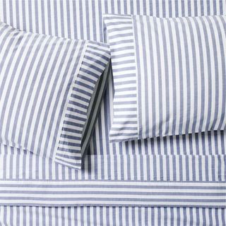 Oxford Shirting Light Indigo Blue Organic Cotton Full Bed Sheet Set