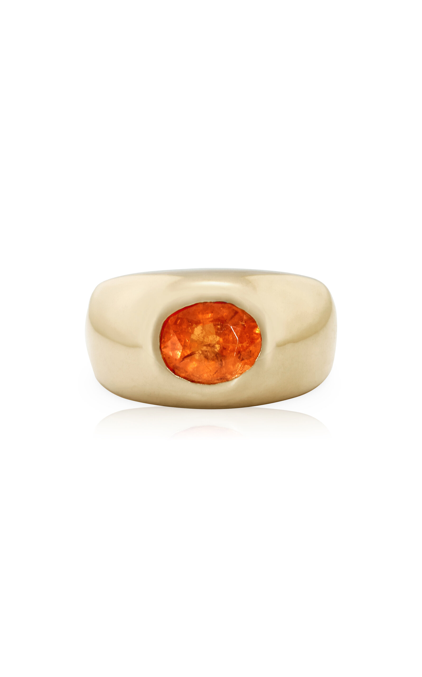 14k Yellow Gold Fire Opal Dome Ring