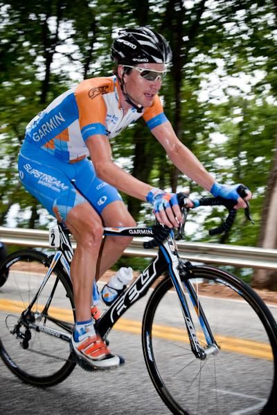 Dave Zabriskie (Garmin-Slipstream) spends more time alone climbing Paris Mountain.