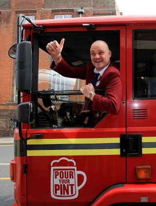 Al Murray arrives in a converted fire engine at Thanet District Council