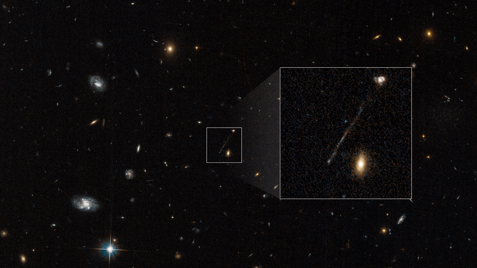 This Hubble Space Telescope archival photo captures a curious linear feature that is so unusual it was first dismissed as an imaging artifact from Hubble's cameras.