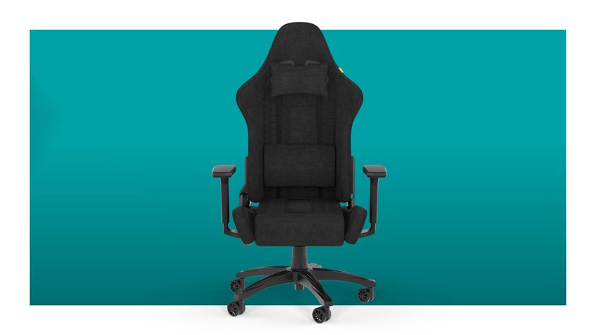 Corsair TC100 Relaxed gaming chair on blue background