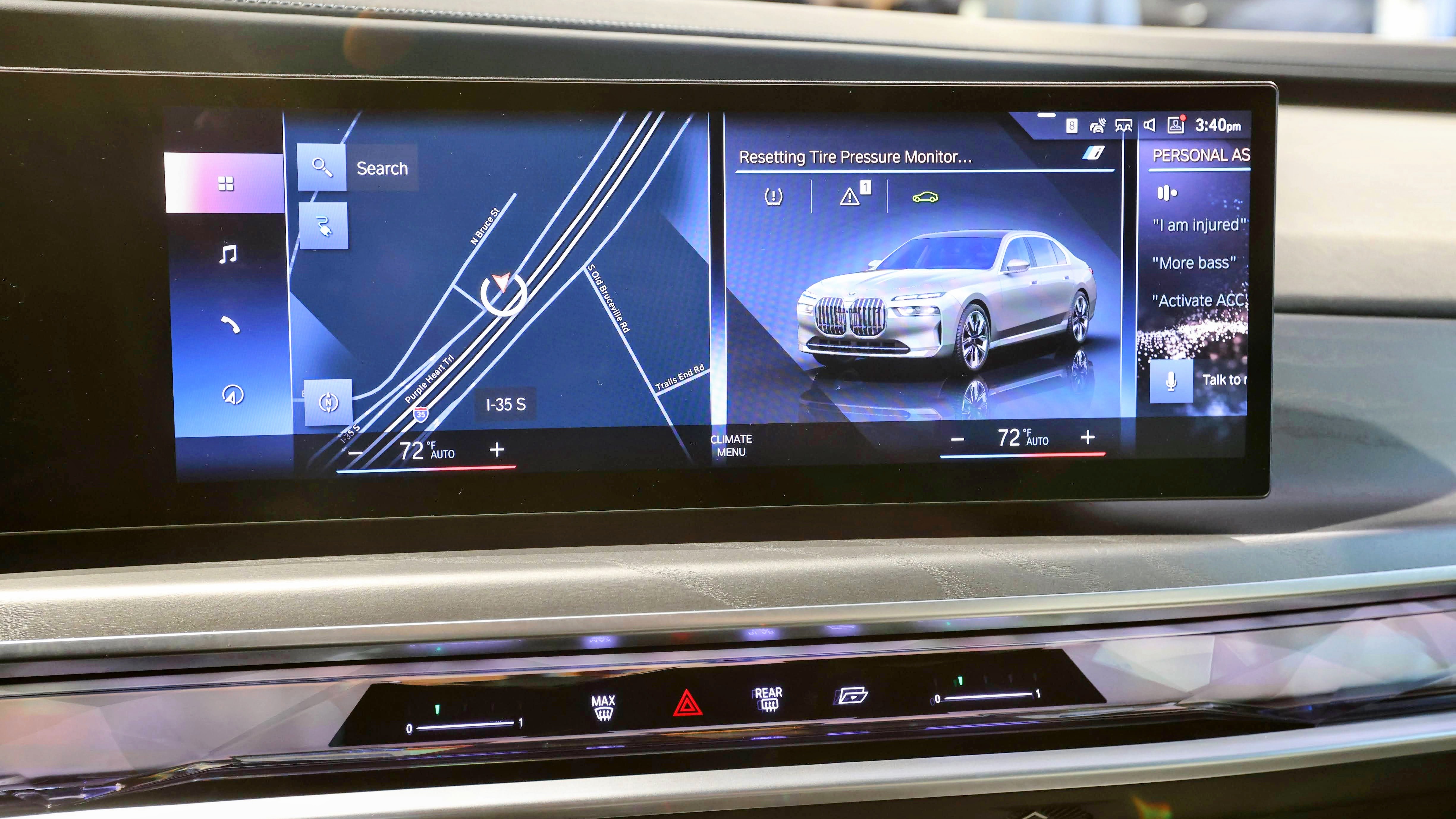 Large central display located in the center of the dashboard