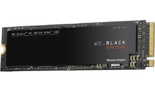 WD Black SN750 SSD against a white background
