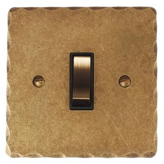 Jim Lawrence 1-gang Grid Switch Antiqued Brass Hammered Plate