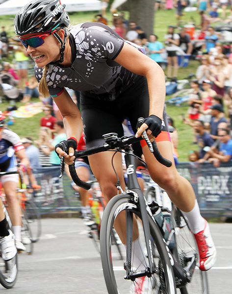 Tayler Wiles (Velocio-SRAM) puts on her game face as she heads up Lemmon Hill