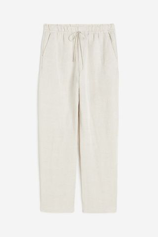 Linen-Blend Tapered Trousers