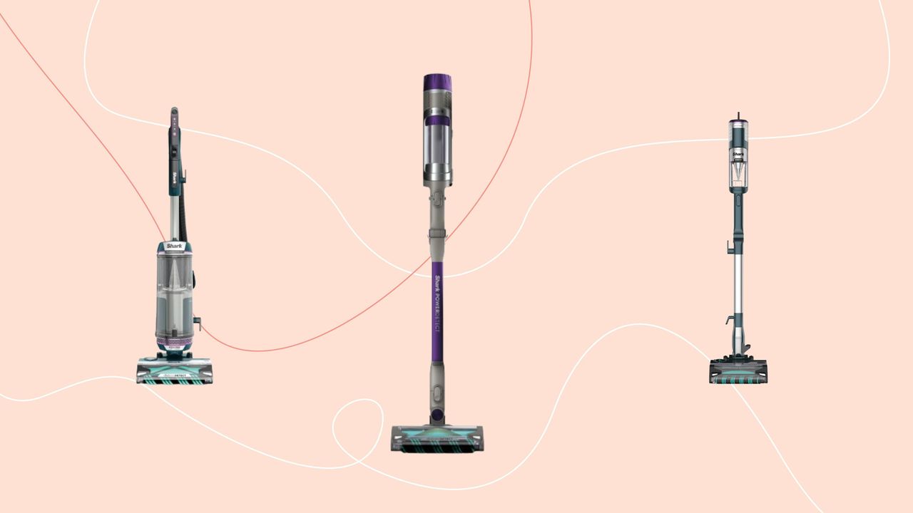 Shark cordless vacuum on pink background