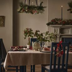 Christmas-decorated tablescape